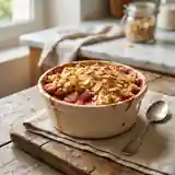 Crumble gourmand pommes, framboises et amandes