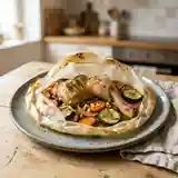 Cuisse de lapin en papillote aux herbes et légumes