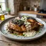 Cuisses de lapin fondantes à la tapenade noire et crème d'ail onctueuse