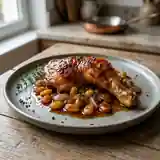 Cuisses de poulet fondantes au miel et raisins secs