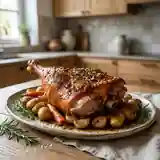 Cuissot de cochon de lait rôti au four, tendre et savoureux