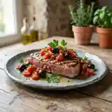 Darne de thon rouge grillée à la provençale, saveurs méditerranéennes