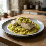 Darnes de cabillaud fondantes aux poireaux et curry parfumé