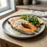Darnes de saumon à la crème aigre-douce maison