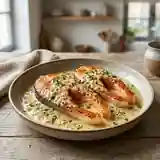 Darnes de Saumon Fondantes au Vin Blanc et Herbes Fraîches