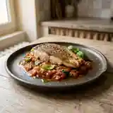 Daurade au piment d'Espelette et fondue de tomates maison