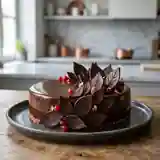 Décoration élégante de gâteaux avec des feuilles de chocolat maison