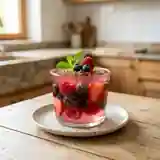 Délice Cristallin de Fruits Rouges et Noirs au Coulis de Fraises Fraîches