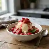 Délice glacé aux fraises écrasées et glace vanille