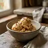 Délicieuse crème glacée maison au caramel fondant