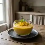 Délicieuse crème onctueuse de mangue à la vanille