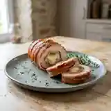 Roulade de poulet au vacherin et lard