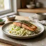 Délicieuse salade de chou pomme et truite saumonée