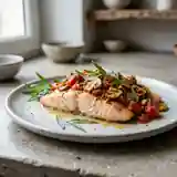 Délicieuse Truite aux Tomates, Champignons et Estragon Frais