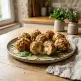 Délicieuses boulettes de poulet au fromage fondant et éclats d'amandes croquantes