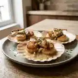 Délicieuses Coquilles Saint-Jacques au Foie Gras de Canard, Sauce Crémeuse