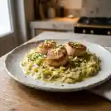 Délicieuses Coquilles Saint-Jacques au Gingembre sur Lit de Poireaux au Vin Blanc