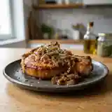 Délicieuses côtes de porc grillées à l'oignon caramélisé