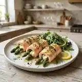 Délicieuses roulades de saumon aux asperges et fromage de chèvre frais