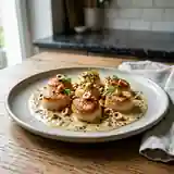 Délicieuses Saint-Jacques au Beurre Blanc Crémeux et Noisettes Croquantes