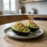 Délicieux avocat farci à la truite fumée et citron