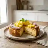Délicieux gâteau léger au fromage blanc et ananas frais