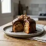 Délicieux gâteau moelleux aux marrons avec sauce onctueuse au chocolat