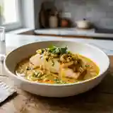 Délicieux poisson aux épices et lait de coco crémeux