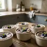 Délicieux ramequins de pudding aux myrtilles