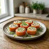 Délicieux rouleaux de saumon fumé aux herbes fraîches