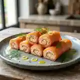 Délicieux roulés de saumon frais à la mousse légère de saumon