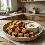 Dés de courgette croustillants frits à la crème de coco onctueuse