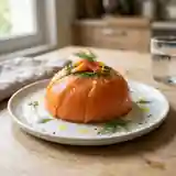 Dôme gourmand de Carré Frais au saumon fumé, poireaux fondants et poivrons grillés