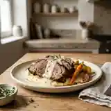 Épaule d'agneau fondante à la crème d'ail doux