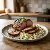 Épaule d'agneau fondante et riz croustillant