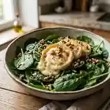Épinards croquants au chèvre fondu et miel