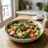 Épinards croquants, saumon fumé et avocat fondant