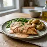 Escalope de poulet sauce rose onctueuse