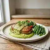 Escalope de veau fondante à la crème d'avocat onctueuse