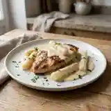 Escalopes de dinde aux salsifis et sauce béchamel onctueuse