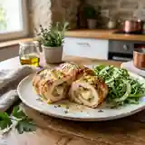 Escalopes de poulet roulées au gruyère et fenouil fondant