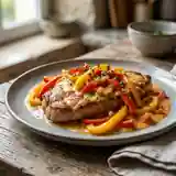 Escalopes de veau fondantes à la fondue de poivrons colorés