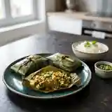 Feuilles de bananier farcies au mélange épicé savoureux