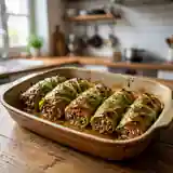 Feuilles de blettes farcies à la viande hachée et riz parfumé