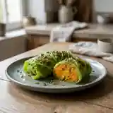 Feuilles de chou vert farcies à la purée de carottes savoureuse