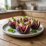 Figues fraîches en fleur à la crème onctueuse de framboise