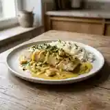 Filet de Colin à la Crème onctueuse au Curry