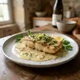 Filet de perche délicatement poêlé au vin blanc et citron