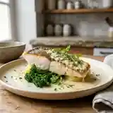 Filet de sandre délicatement nappé de beurre blanc nantais
