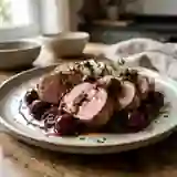 Filet mignon rôti et ses cerises acidulées